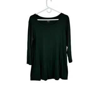 Women’s Three Dots Size Large Green Cotton/Modal 3/4 Sleeve Tunic T-Shirt Jersey